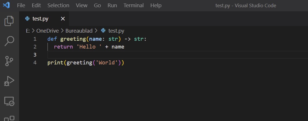 Python code in VS Code
